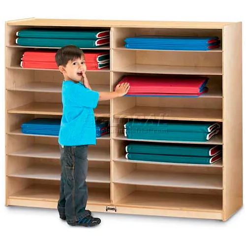 Jonti-Craft® Mobile Mat Storage, 16, 53"W x 18"D x 45"H, Birch Plywood
