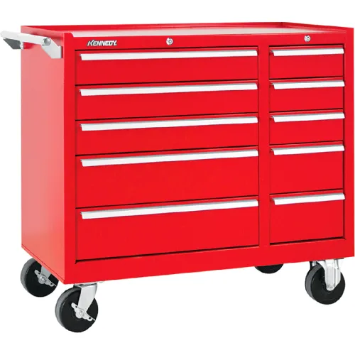 Kennedy® K1800 10 Drawer Roller Cabinet, 39-3/8"W x 18" x 34-15/16"H, Red
