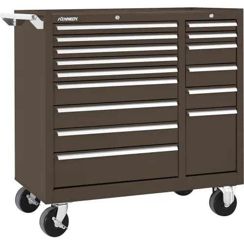 Kennedy® K1800 15 Drawer Roller Cabinet, 39-3/8"W x 18" x 39"H, Brown
