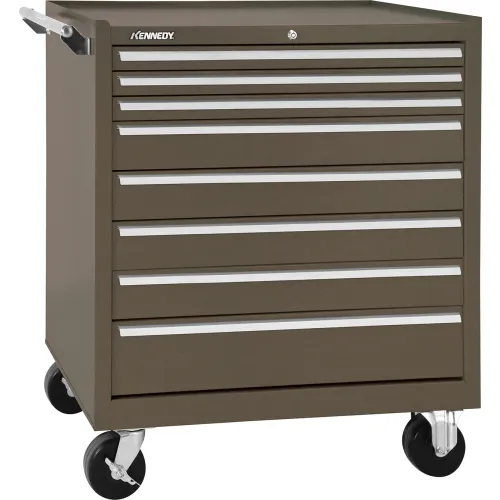 Kennedy® K2000 8 Drawer Roller Cabinet, 34"W x 20" x 39"H, Brown