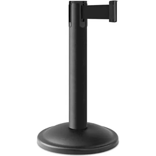 Lavi Industries Contempo Exhibit Post, 24" Black Wrinkle Post, 10' Black Belt