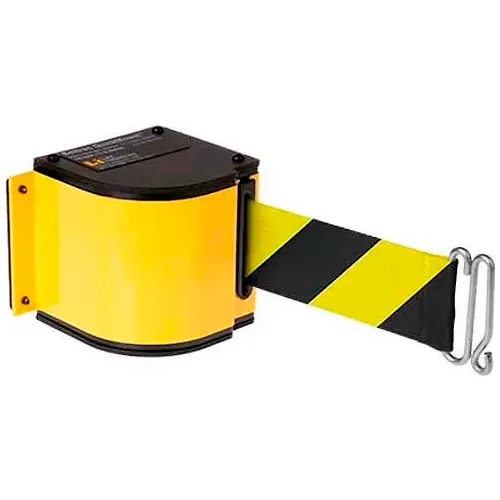 Lavi Industries Warehouse Retractable Belt Barrier, Adj. Mount, Yellow Case W/18' Yellow Belt