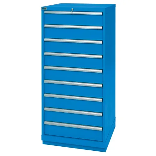 Lista® Standard Width Cabinet, 9 Drawers, 28-1/4"W x 28-1/2"D x 59-1/2"H, Light Gray