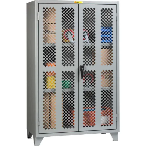 Little Giant® High-Vis Storage Cabinet, 2 Adj. Shelves, 48"W x 26"D x 78"H, All-Welded, Gray