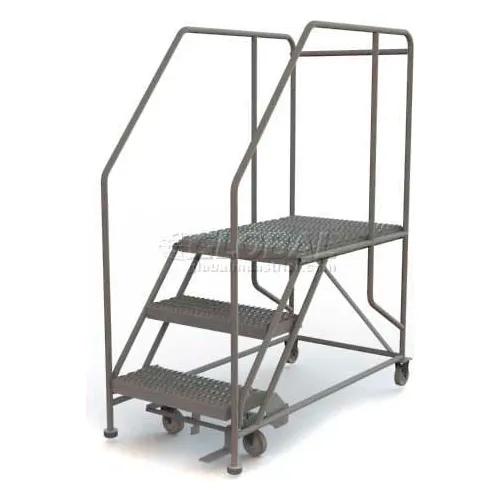 Mobile 3 Step Steel 24"W X 36"L Work Platform Ladder - 800 Lb. Capacity - WLWP132436SL