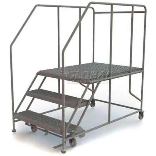 Mobile 3 Step Steel 36"W X 48"L Work Platform Ladder - 800 Lb. Capacity - WLWP133648SL