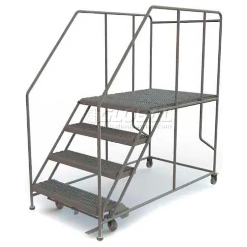 Mobile 4 Step Steel 36"W X 48"L Work Platform Ladder - 800 Lb. Capacity - WLWP143648SL