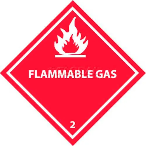 National Marker Company "Flammable Gas" Class 2 DOT Shipping Labels, 4"L x 4"W, Red, Roll of 25