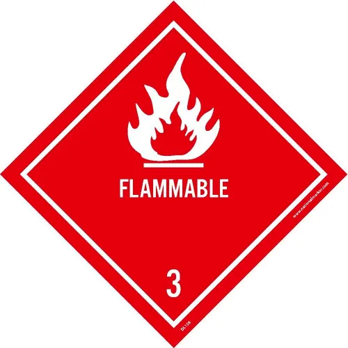 National Marker Company "Flammable" Class 3 DOT Shipping Labels, 4"L x 4"W, Red, Roll of 25