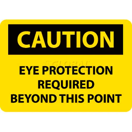 NMC C152RB OSHA Sign, Caution Eye Protection Required Beyond This Point, 10" X 14", Yellow/Black