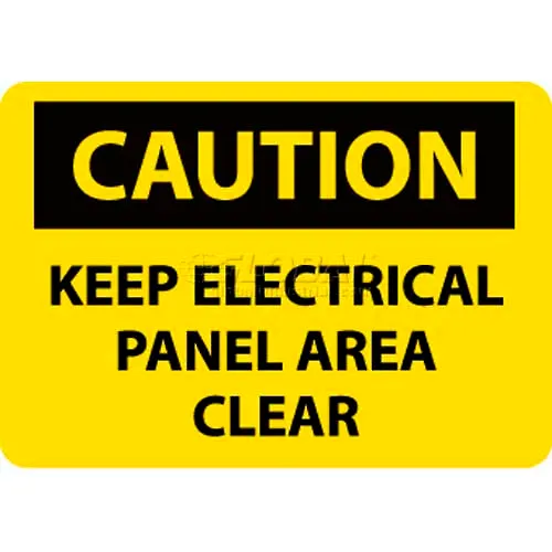 NMC C167P OSHA Sign, Caution Keep Electrical Panel Area Clear, 10" X 7", Yellow/Black