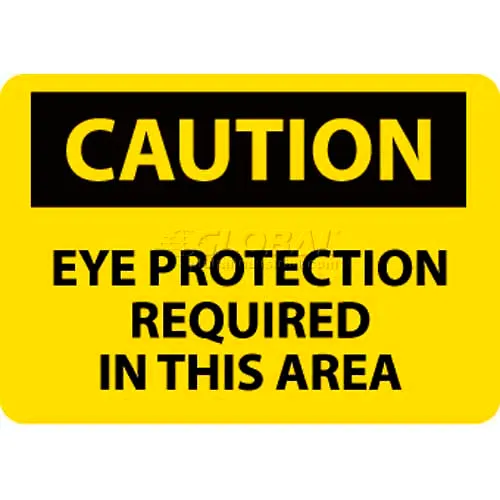 NMC C26P OSHA Sign, Caution Eye Protection Required In This Area, 7" X 10", Yellow/Black