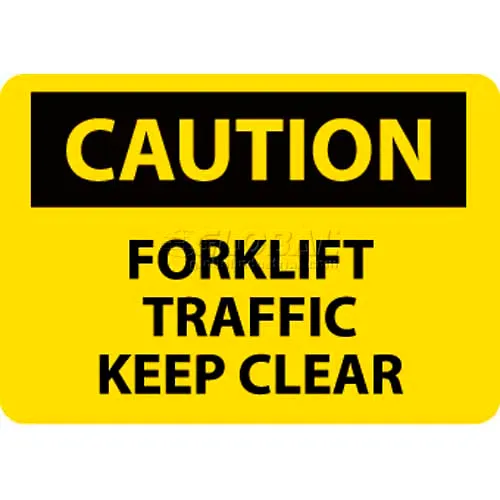 NMC C356RB OSHA Sign, Caution Forklift Traffic Keep Clear, 10" X 14", Yellow/Black