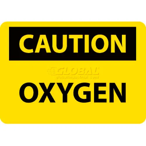 NMC C575PB OSHA Sign, Caution Oxygen, 10" X 14", Yellow/Black