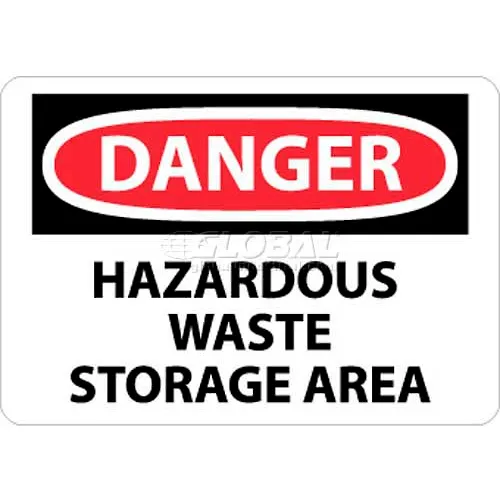 NMC D285RB OSHA Sign, Danger Hazardous Waste Storage Area, 10" X 14", White/Red/Black