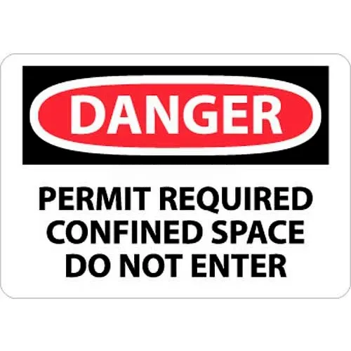 NMC D360R OSHA Sign, Danger Permit Required Confined Space Do Not Enter, 7" X 10", White/Red/Black