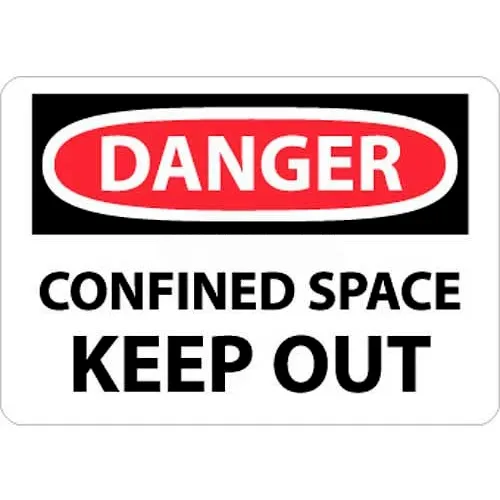 NMC D372P OSHA Sign, Danger Confined Space Keep Out, 7" X 10", White/Red/Black