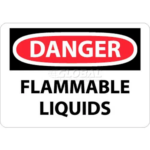 NMC D38RB OSHA Sign, Danger Flammable Liquids, 10" X 14", White/Red/Black