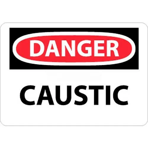 NMC D403P OSHA Sign, Danger Caustic, 7" X 10", White/Red/Black