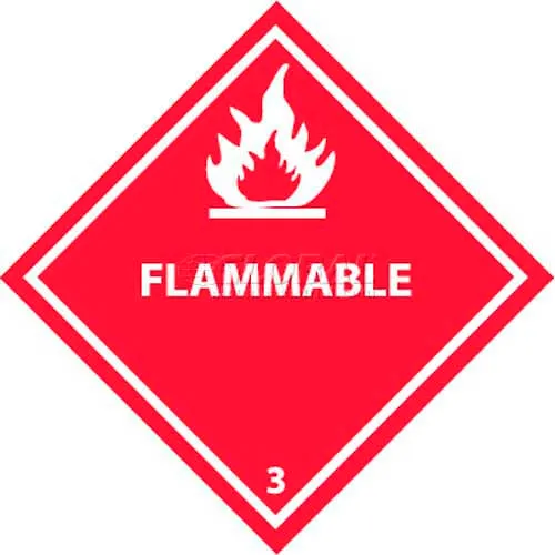 NMC DL158R DOT Placard, Flammable 3, 10-3/4" X 10-3/4", White/Red