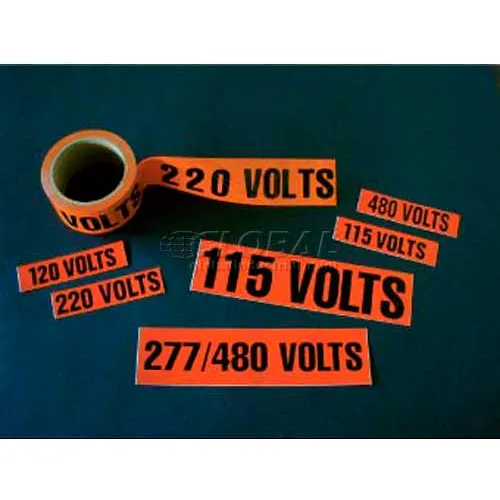 NMC JL22006O Voltage Marker, 240 Volts, 1-1/8 X 4-1/2, Orange/Black