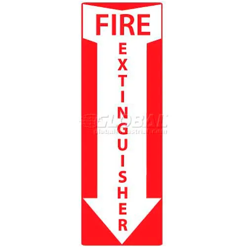 NMC M715AP Fire Sign, Fire Extinguisher, 4" X 12", White/Red