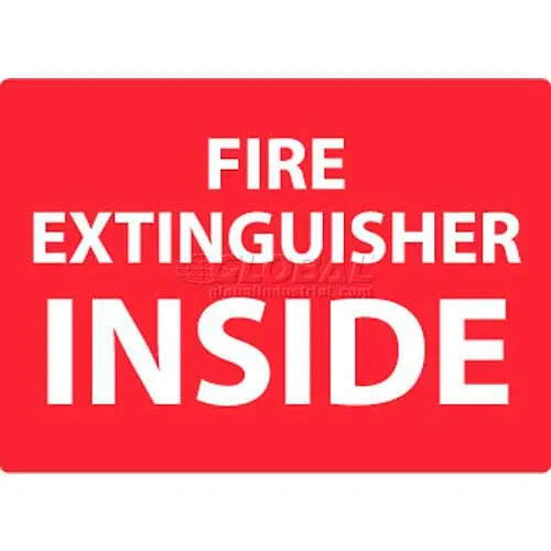 NMC M720PB Fire Sign, Fire Extinguisher Inside, 10" X 14", White/Red