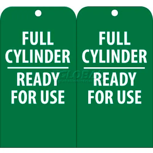 NMC RPT36 Tags, Full Cylinder Ready For Use, 6" X 3", White/Green, 25/Pk