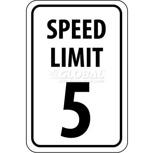 NMC TM17J Traffic Sign, 5 MPH Speed Limit Sign, 24" X 18", White/Black