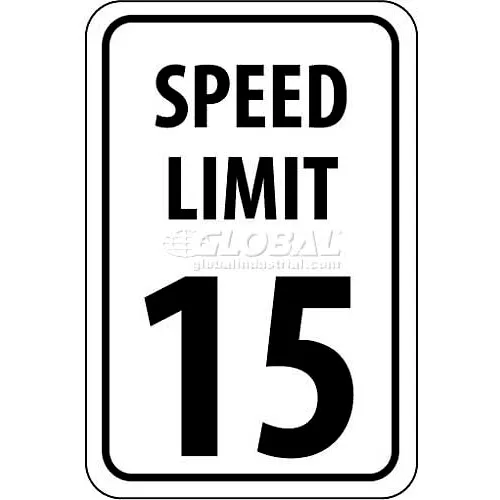 NMC TM19H Traffic Sign, 15 MPH Speed Limit Sign, 18" X 12", White/Black
