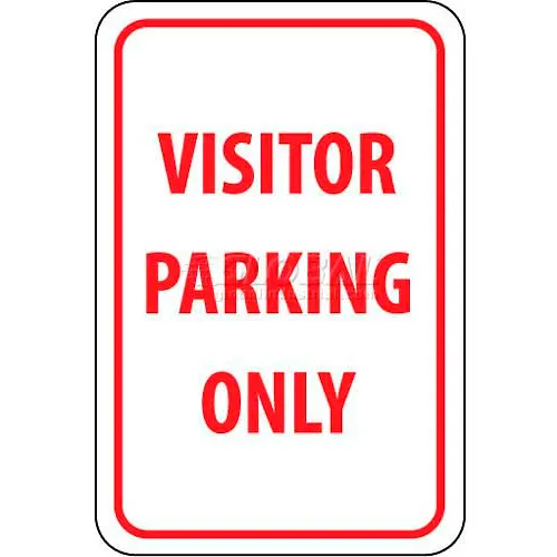 NMC TM7G Traffic Sign, Visitor Parking Only, 18" X 12", White/Red