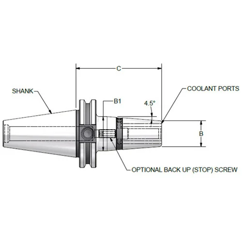 Parlec C50A-50SF512-9C | 1/2" Hole Diameter x 5.120" Projection CAT50 0.940" Nose Diameter 25,000 RPM Through Coolant Shrink Fit Tool Holder & Adapter