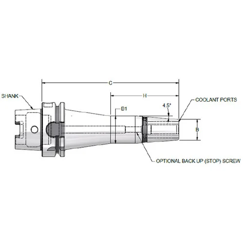 Parlec H63A-12SF472-9C | 1-1/4" Hole Diameter x 4.720" Projection HSK63A 1.730" Nose Diameter 25,000 RPM Through Coolant Shrink Fit Tool Holder & Adapter
