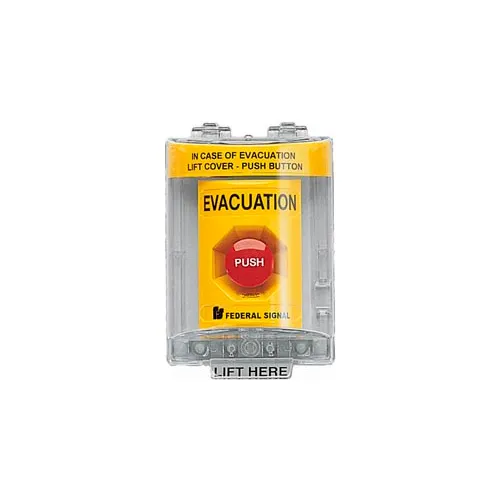 Push Station With Sounder And Cover, Evacuation Yellow