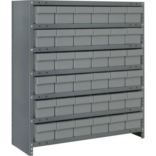 Quantum CL1239-601 Closed Shelving Euro Drawer Unit - 36x12x39 - 36 Euro Drawers Gray