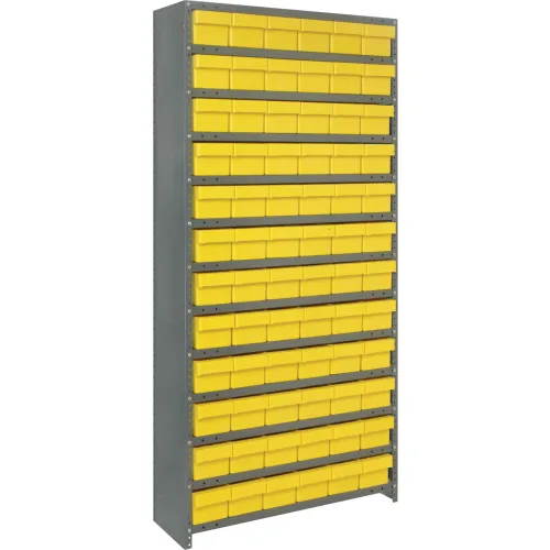Quantum CL1275-601 Closed Shelving Euro Drawer Unit - 36x12x75 - 72 Euro Drawers Yellow