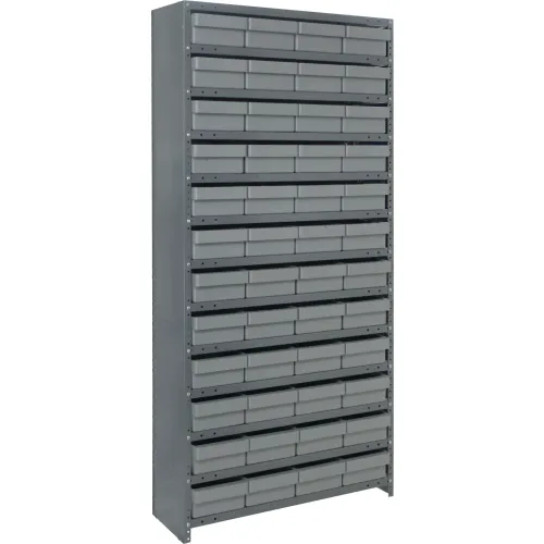 Quantum CL1275-701 Closed Shelving Euro Drawer Unit - 36x12x75 - 48 Euro Drawers Gray