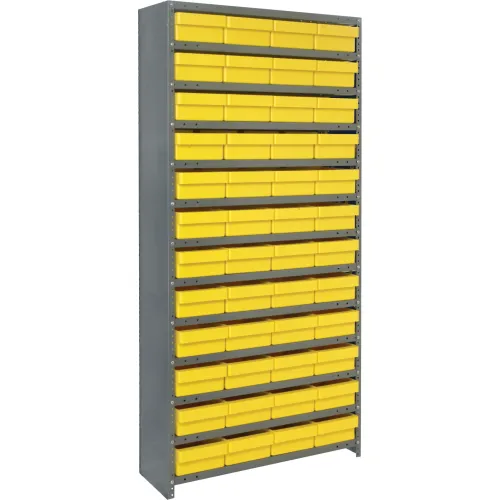 Quantum CL1275-701 Closed Shelving Euro Drawer Unit - 36x12x75 - 48 Euro Drawers Yellow