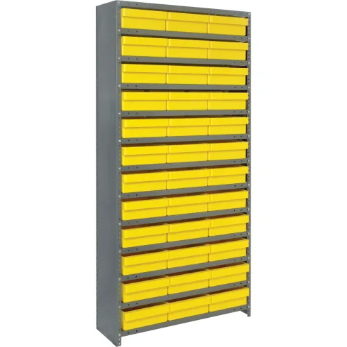 Quantum CL1275-801 Closed Shelving Euro Drawer Unit - 36x12x75 - 36 Euro Drawers Yellow