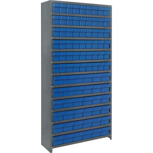 Quantum CL1875-624 Closed Shelving Euro Drawer Unit - 36x18x75 - 90 Euro Drawers Blue