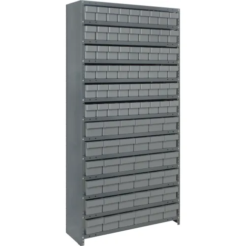 Quantum CL1875-624 Closed Shelving Euro Drawer Unit - 36x18x75 - 90 Euro Drawers Gray