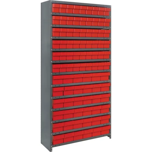 Quantum CL1875-624 Closed Shelving Euro Drawer Unit - 36x18x75 - 90 Euro Drawers Red