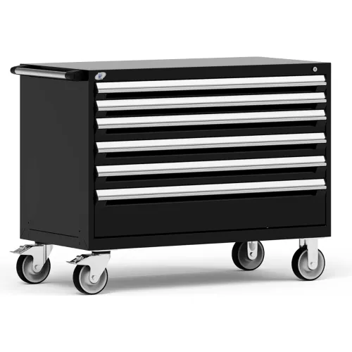 Rousseau Metal 6 Drawer Heavy-Duty Mobile Modular Drawer Cabinet - 48"Wx24"Dx37-1/2"H Red