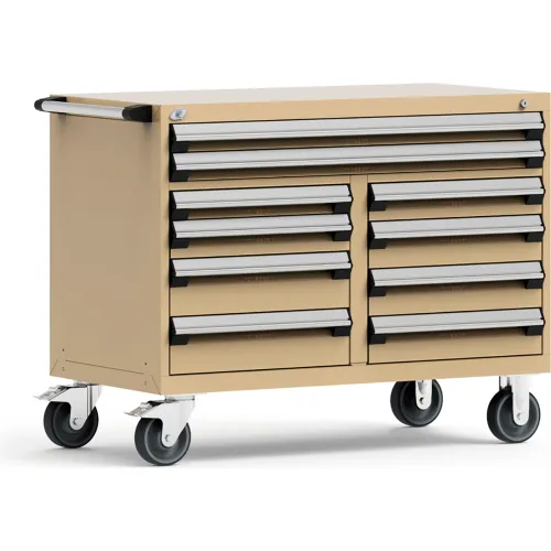 Rousseau Metal® Mobile Cabinet, 10 Drawers, 48"W x 27"D x 37-1/2"H, Black