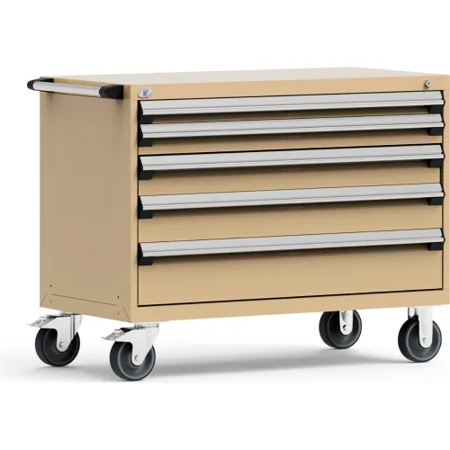 Rousseau Metal® R5BHE-3003KD-041 Heavy Duty Modular Mobile Cabinet, 5 Drawers, Beige
