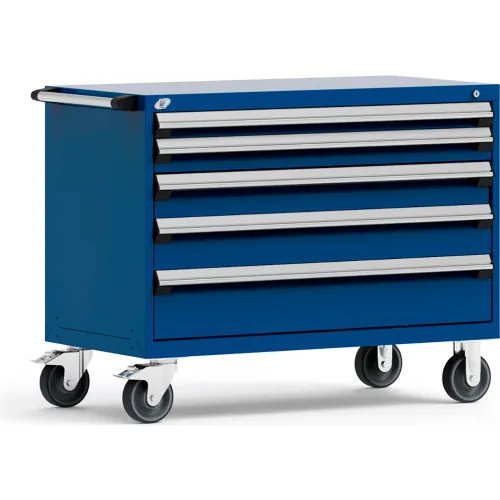 Rousseau Metal® R5BHE-3003KD-055 Heavy Duty Modular Mobile Cabinet, 5 Drawers, Avalanche Blue