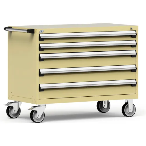 Rousseau Metal® R5BHE-3009KD-041 Heavy Duty Modular Mobile Cabinet, 5 Drawers, Beige