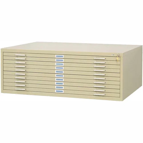 Safco® 10 Drawer Blueprint Flat File Cabinet, 46-1/2”W, Sand