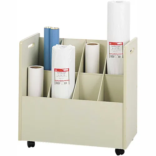 Safco® Mobile File Roll Storage with 8 Compartment, 30-1/4"W, White