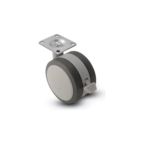 Shepherd® Swivel Top Plate Soft Tread Caster with Brake - 60mm Dia. Gray